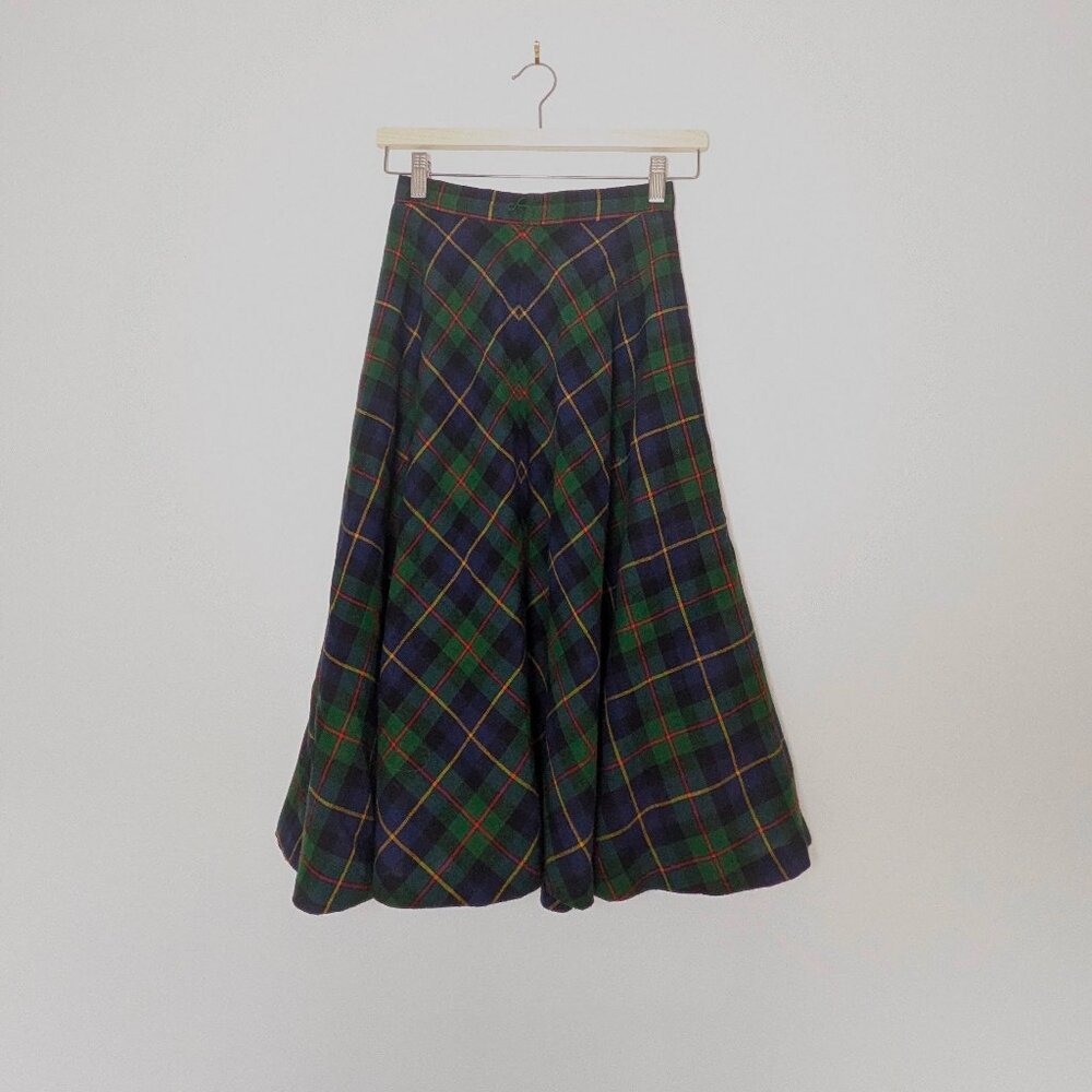 87 Vintage High waisted stripe skirt wool and polyester - Picture 1 of 11